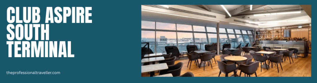 priority pass lounges gatwick image showing club aspire south terminal lounge with black seats and tables with windows