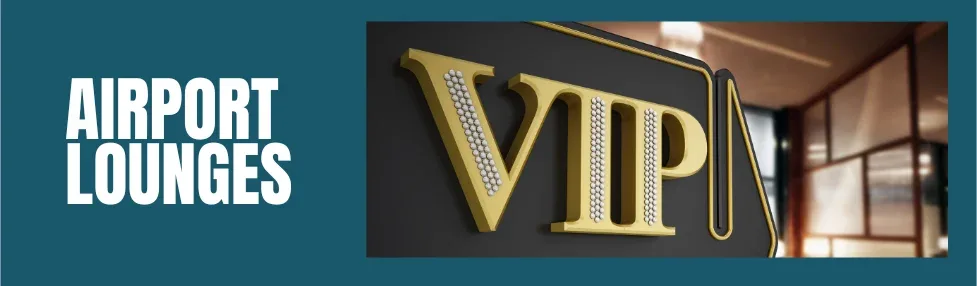 airport lounges post picture showing vip sign pointing to a lounge area