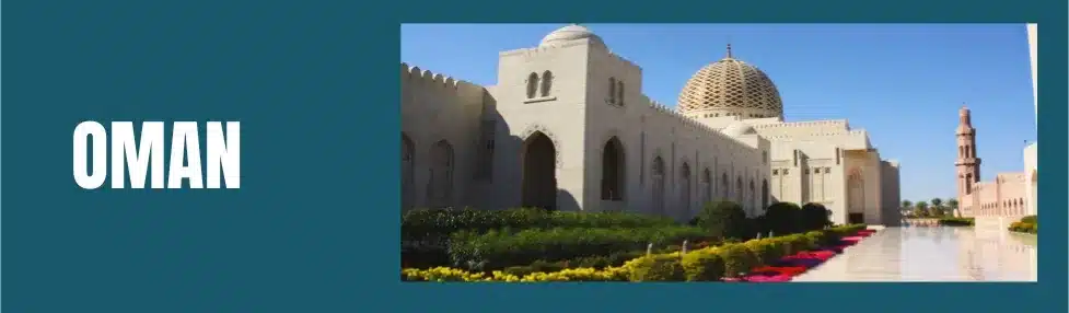 where is it 20-25 degrees in january picture of oman showing palace with bushes and plants in the foreground