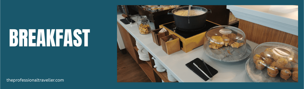 upper deck lounge glasgow Buffet spread with breakfast items.