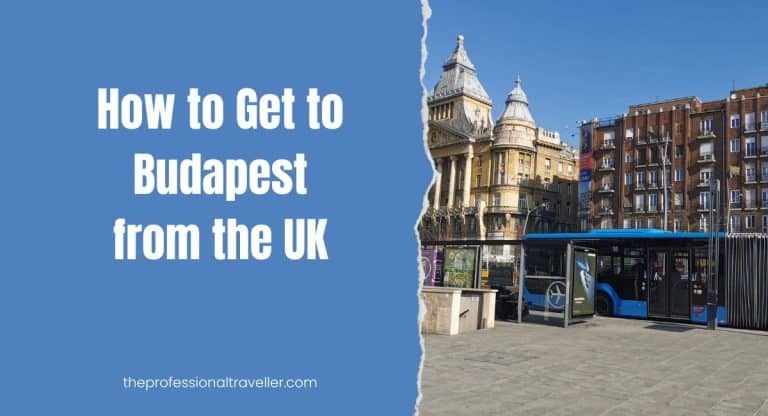 how to get to budapest from the uk featured image showing airport bus at deak ferenc terminal