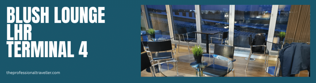 blush lounge image showing tables and chairs in the drinks area of the lounge with glass tables and view out over buildings