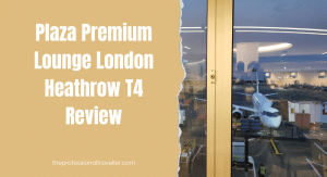london heathrow terminal 4 plaza premium lounge featured image showing view from lounge window with white plane sitting on the runway