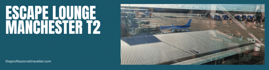 escape lounge manchester t2 showing lounge view over airport apron